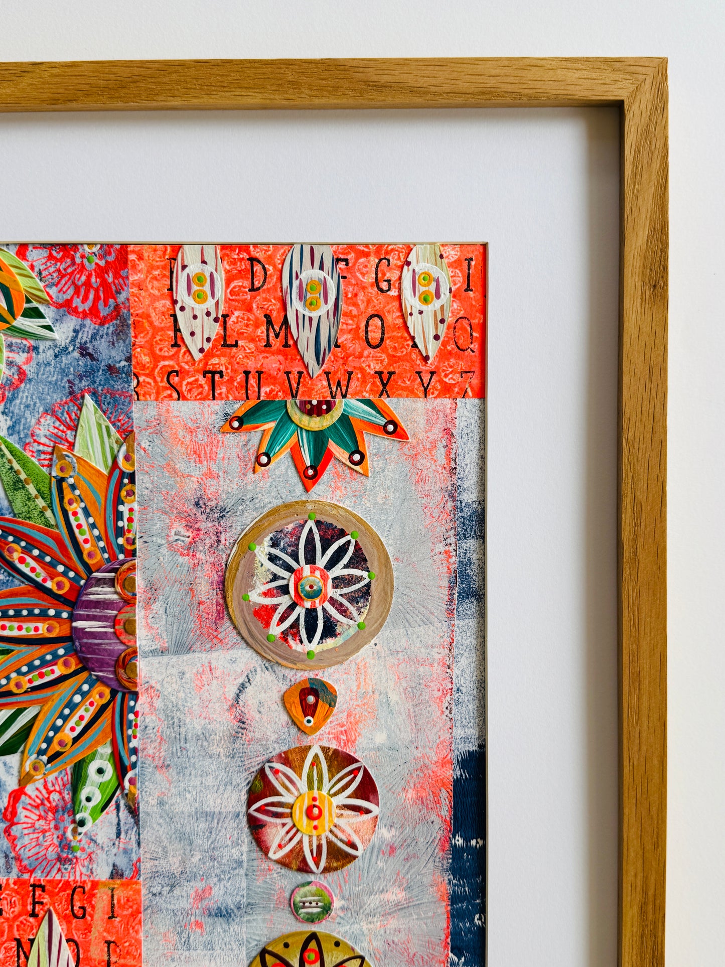 Funky floral collage, Colorful wall art, Joyful home decor, World culture inspired, Hand-painted collage, Vibrant flower art, Playful wall art, Global art prints