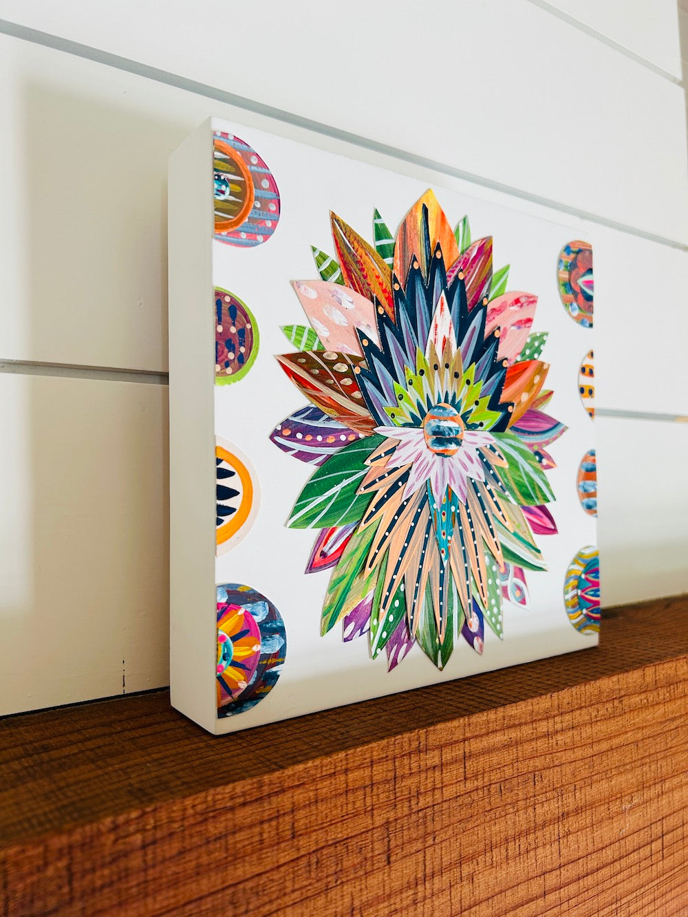 Funky floral collage, Colorful wall art, Joyful home decor, World culture inspired, Hand-painted collage, Vibrant flower art, Playful wall art, Global art prints