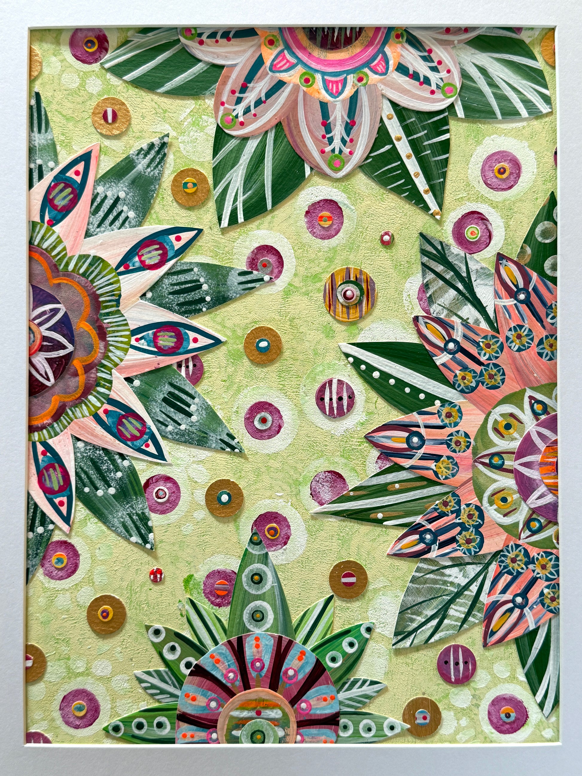 Funky floral collage, Colorful wall art, Joyful home decor, World culture inspired, Hand-painted collage, Vibrant flower art, Playful wall art, Global art prints, bohemian wall art