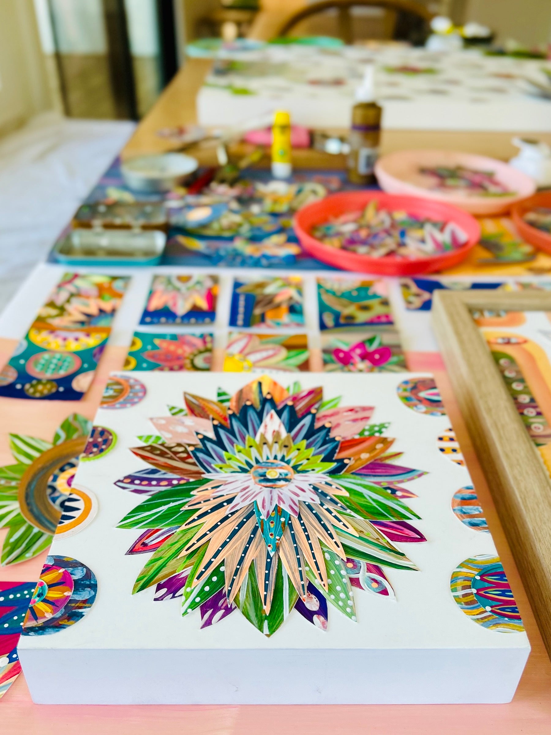 Funky floral collage, Colorful wall art, Joyful home decor, World culture inspired, Hand-painted collage, Vibrant flower art, Playful wall art, Global art prints