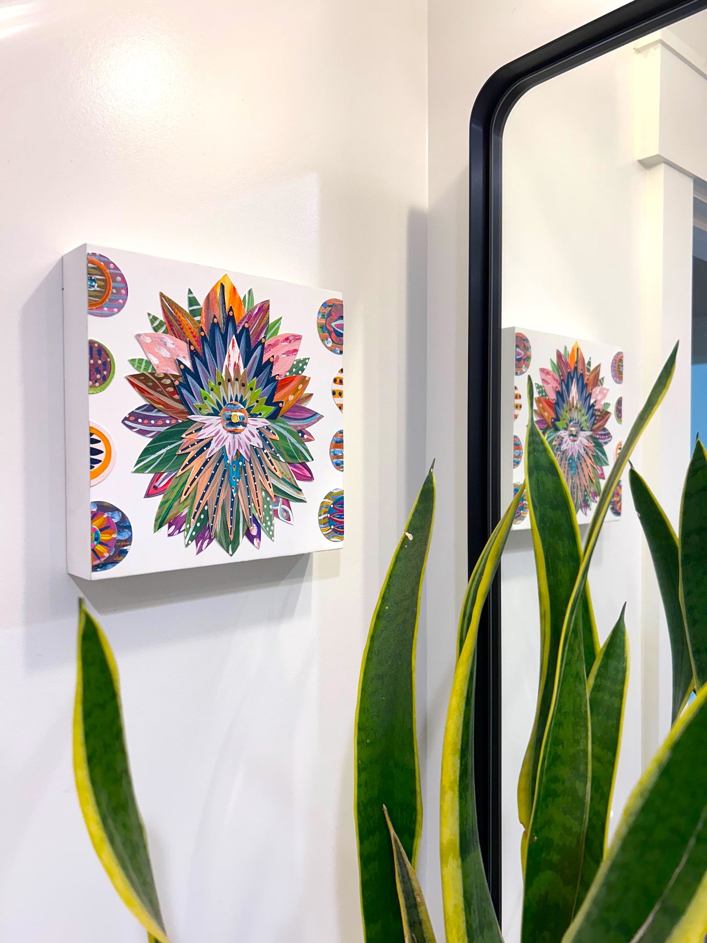 Funky floral collage, Colorful wall art, Joyful home decor, World culture inspired, Hand-painted collage, Vibrant flower art, Playful wall art, Global art prints