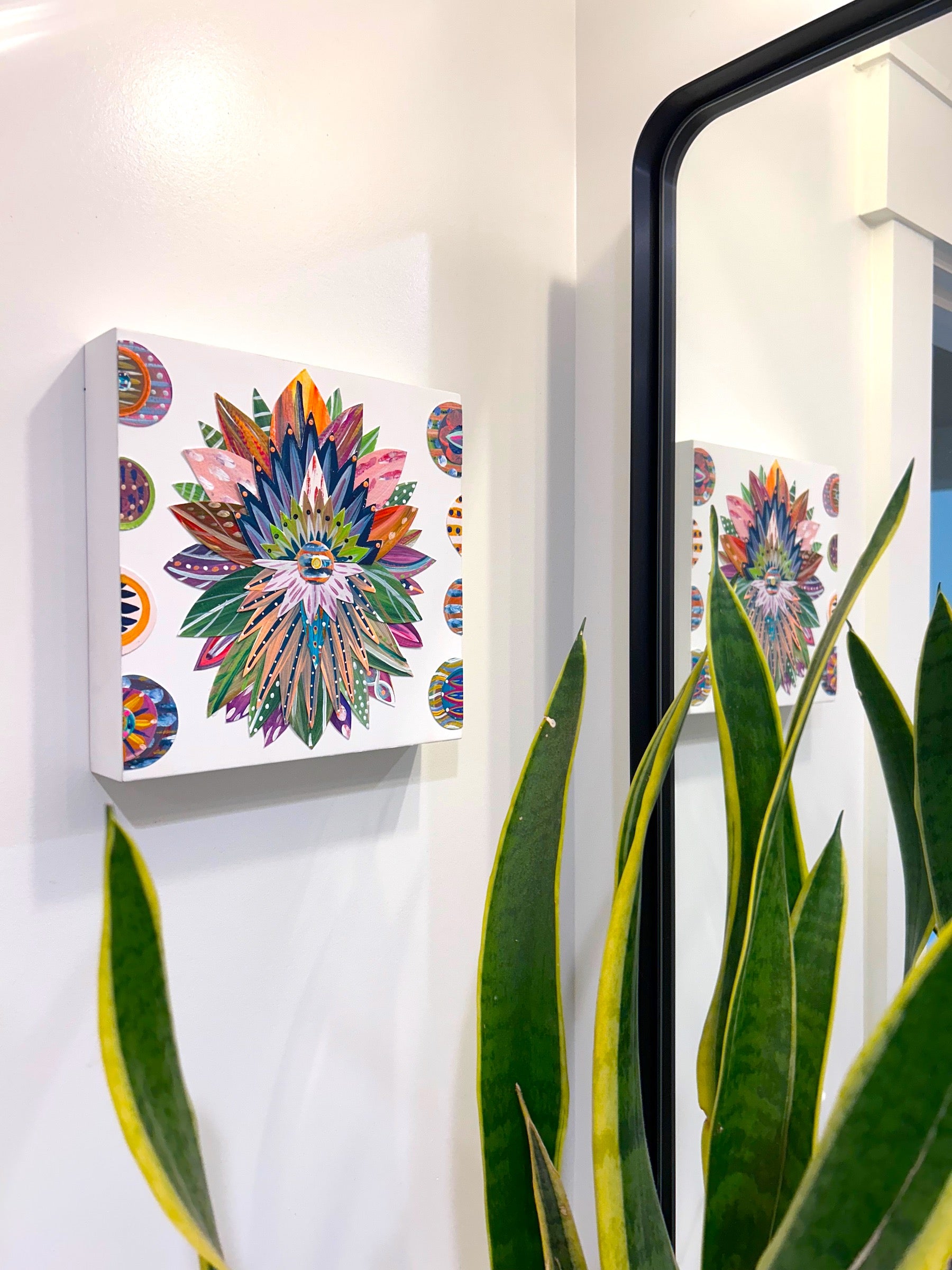 Funky floral collage, Colorful wall art, Joyful home decor, World culture inspired, Hand-painted collage, Vibrant flower art, Playful wall art, Global art prints