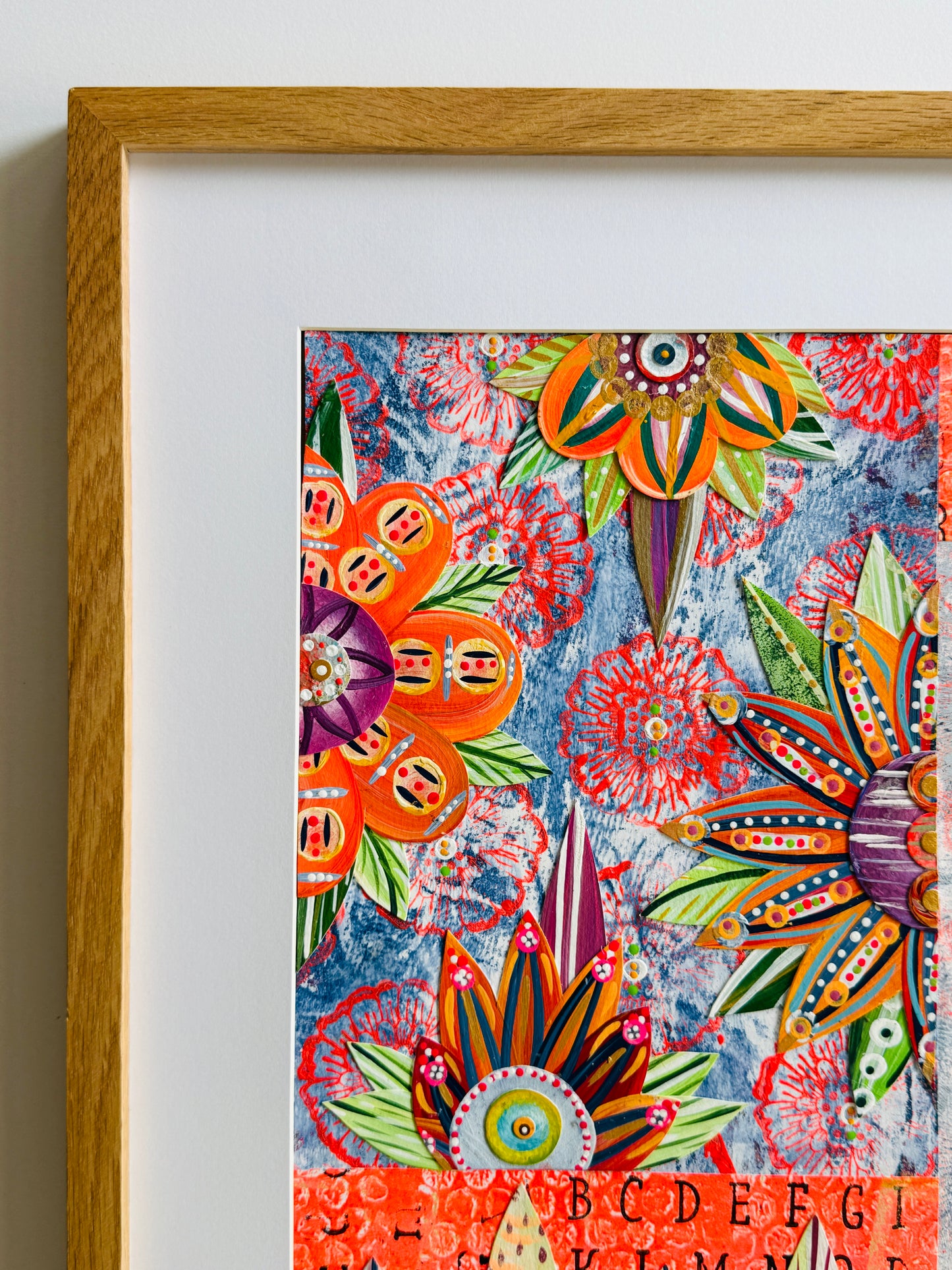 Funky floral collage, Colorful wall art, Joyful home decor, World culture inspired, Hand-painted collage, Vibrant flower art, Playful wall art, Global art prints