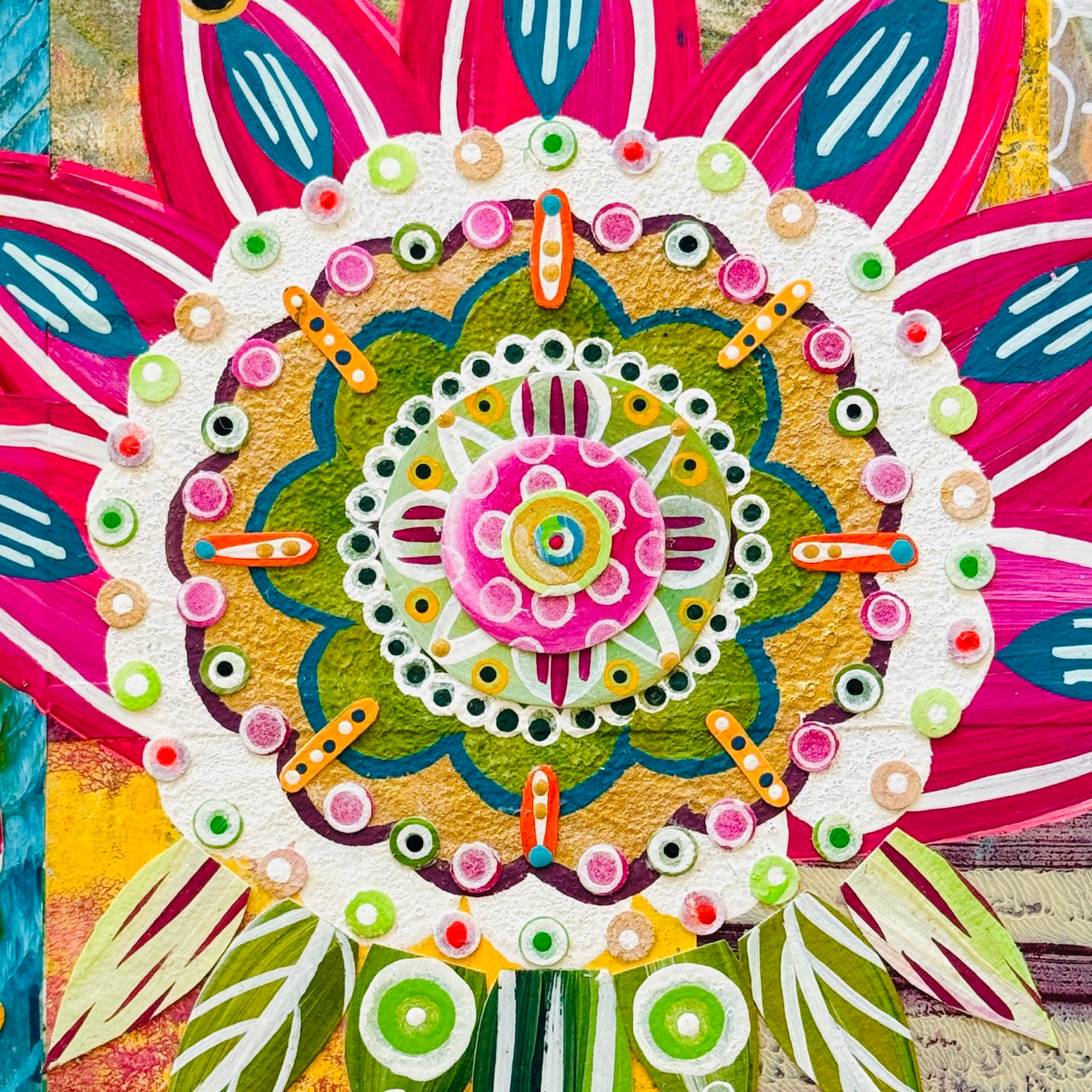 Colorful mandala art with intricate patterns and vibrant colors.