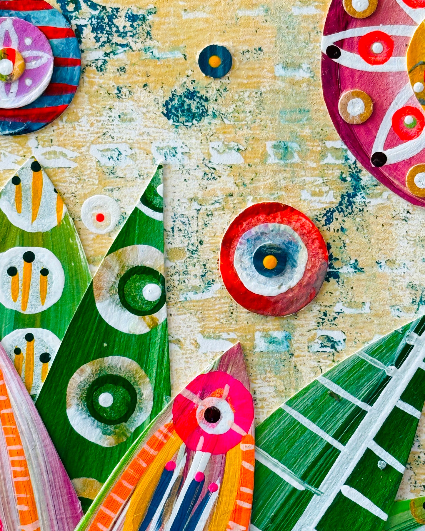 Funky floral collage, Colorful wall art, Joyful home decor, World culture inspired, Hand-painted collage, Vibrant flower art, Playful wall art, Global art prints, bohemian wall art