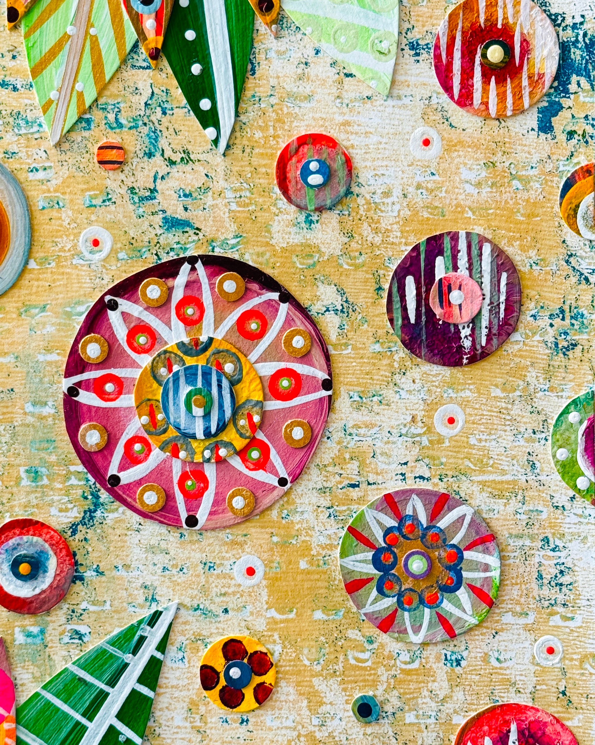 Funky floral collage, Colorful wall art, Joyful home decor, World culture inspired, Hand-painted collage, Vibrant flower art, Playful wall art, Global art prints, bohemian wall art