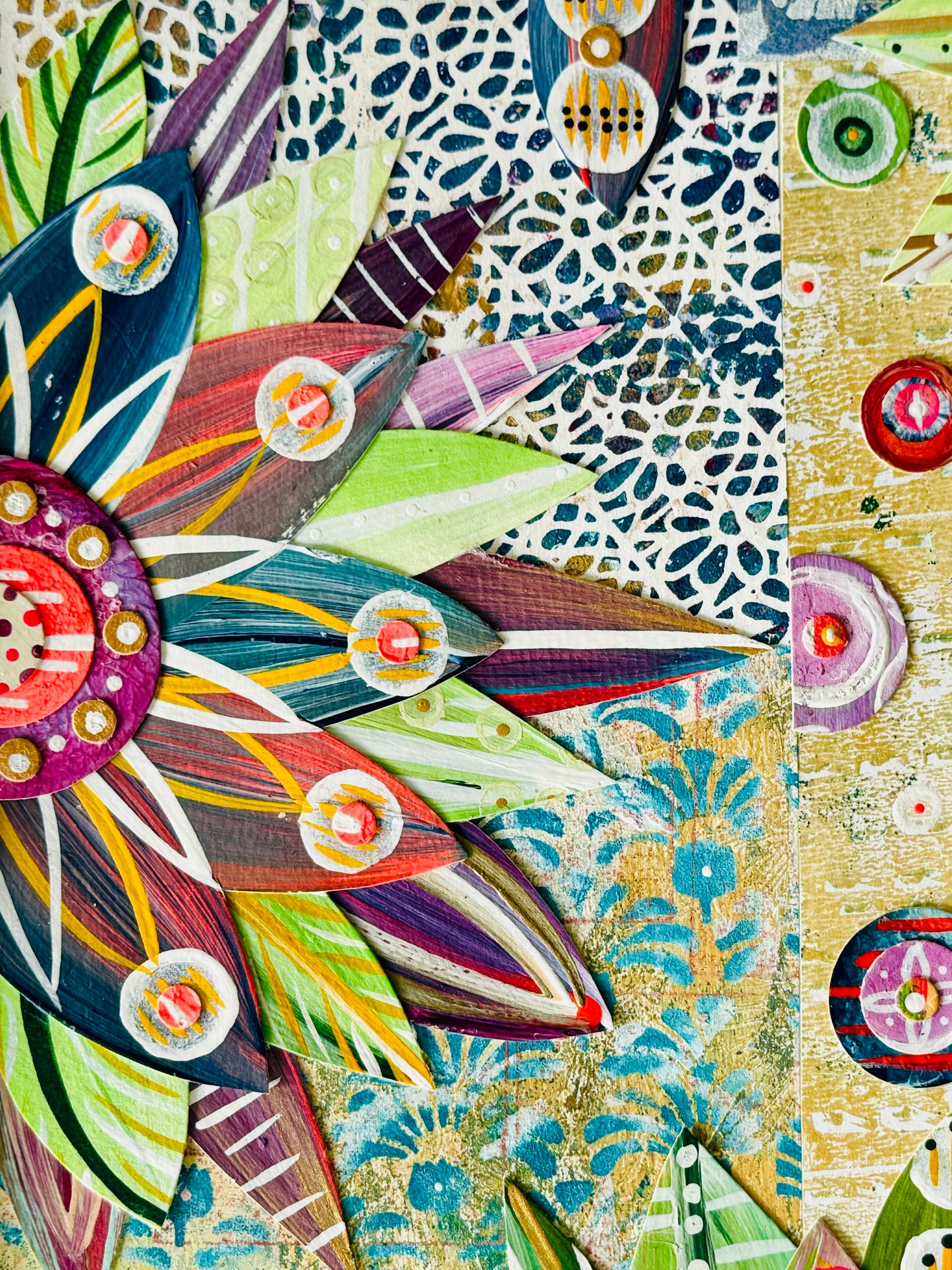 Funky floral collage, Colorful wall art, Joyful home decor, World culture inspired, Hand-painted collage, Vibrant flower art, Playful wall art, Global art prints, bohemian wall art, flower wall art, wall art with flowers, flowery wall art, floral wall art, wall art with florals