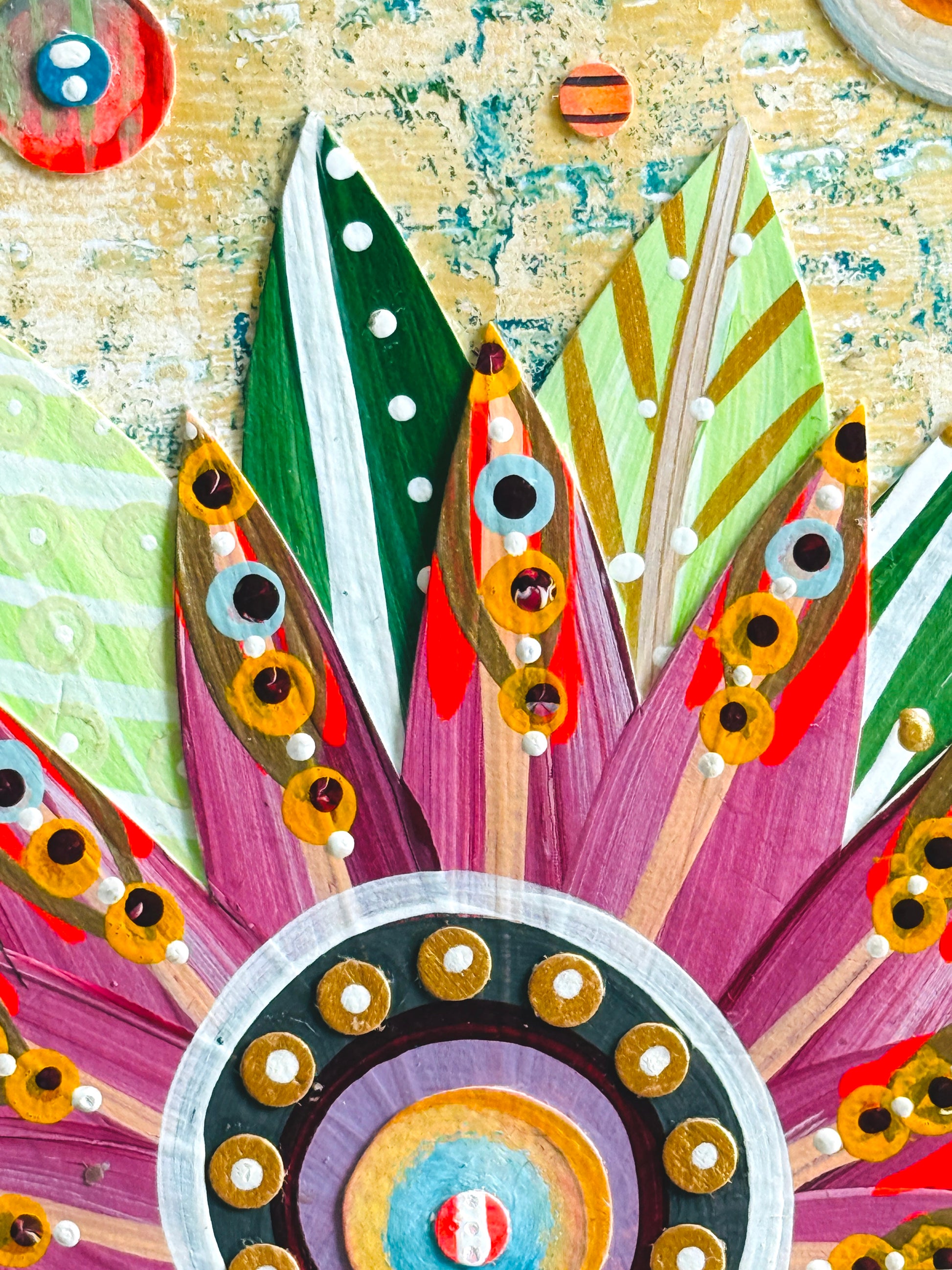 Funky floral collage, Colorful wall art, Joyful home decor, World culture inspired, Hand-painted collage, Vibrant flower art, Playful wall art, Global art prints, bohemian wall art