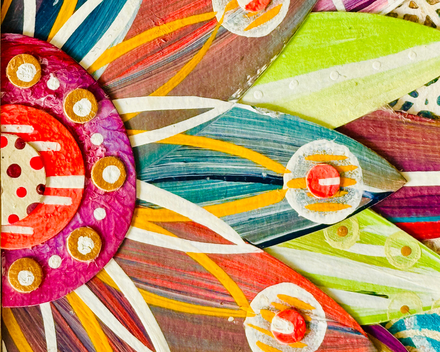 Funky floral collage, Colorful wall art, Joyful home decor, World culture inspired, Hand-painted collage, Vibrant flower art, Playful wall art, Global art prints, bohemian wall art