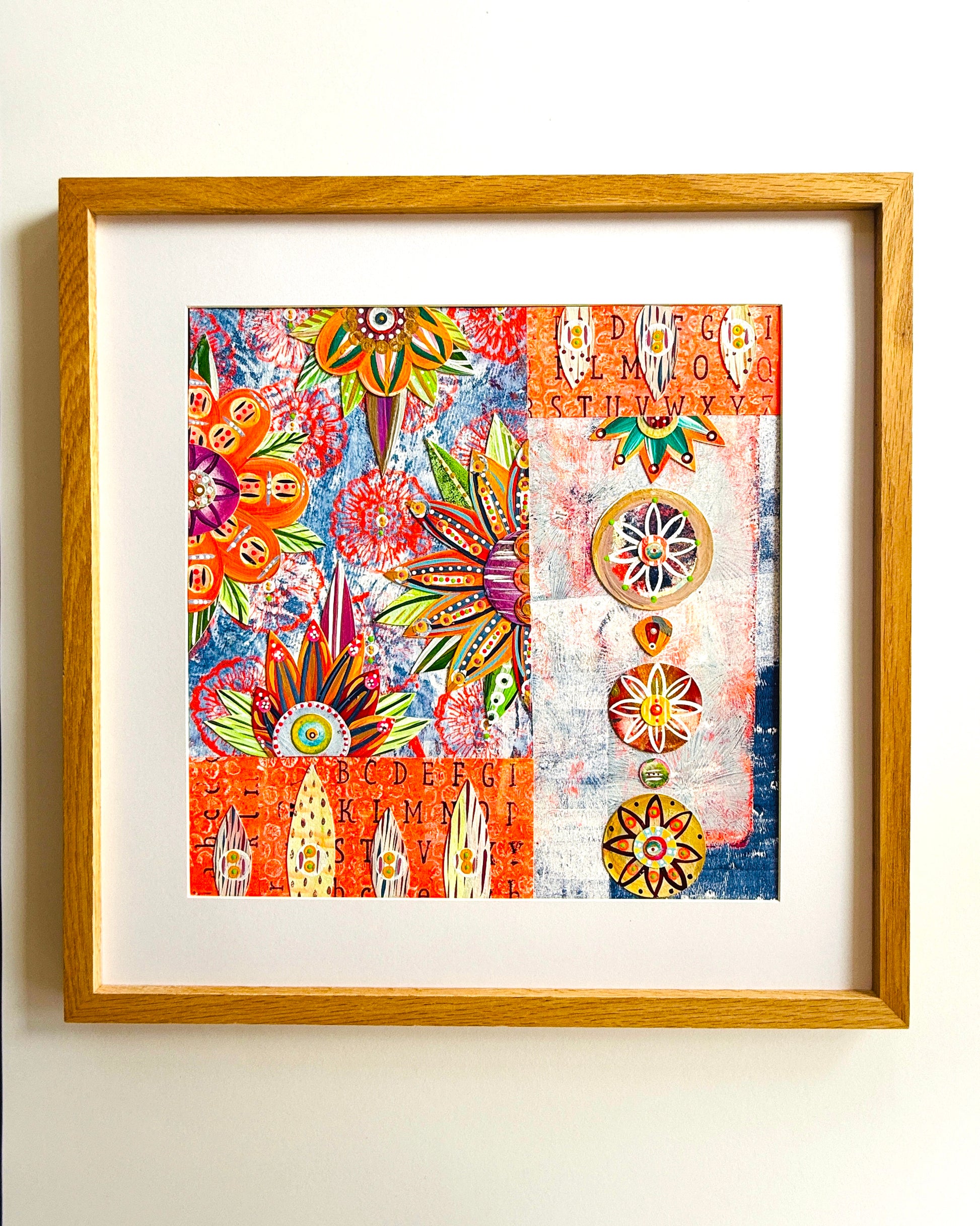 Funky floral collage, Colorful wall art, Joyful home decor, World culture inspired, Hand-painted collage, Vibrant flower art, Playful wall art, Global art prints, bohemian wall art, flower wall art, wall art with flowers, flowery wall art, floral wall art, wall art with florals