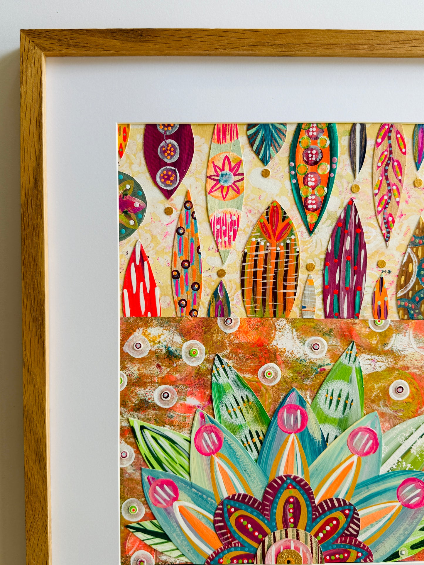 Funky floral collage, Colorful wall art, Joyful home decor, World culture inspired, Hand-painted collage, Vibrant flower art, Playful wall art, Global art prints