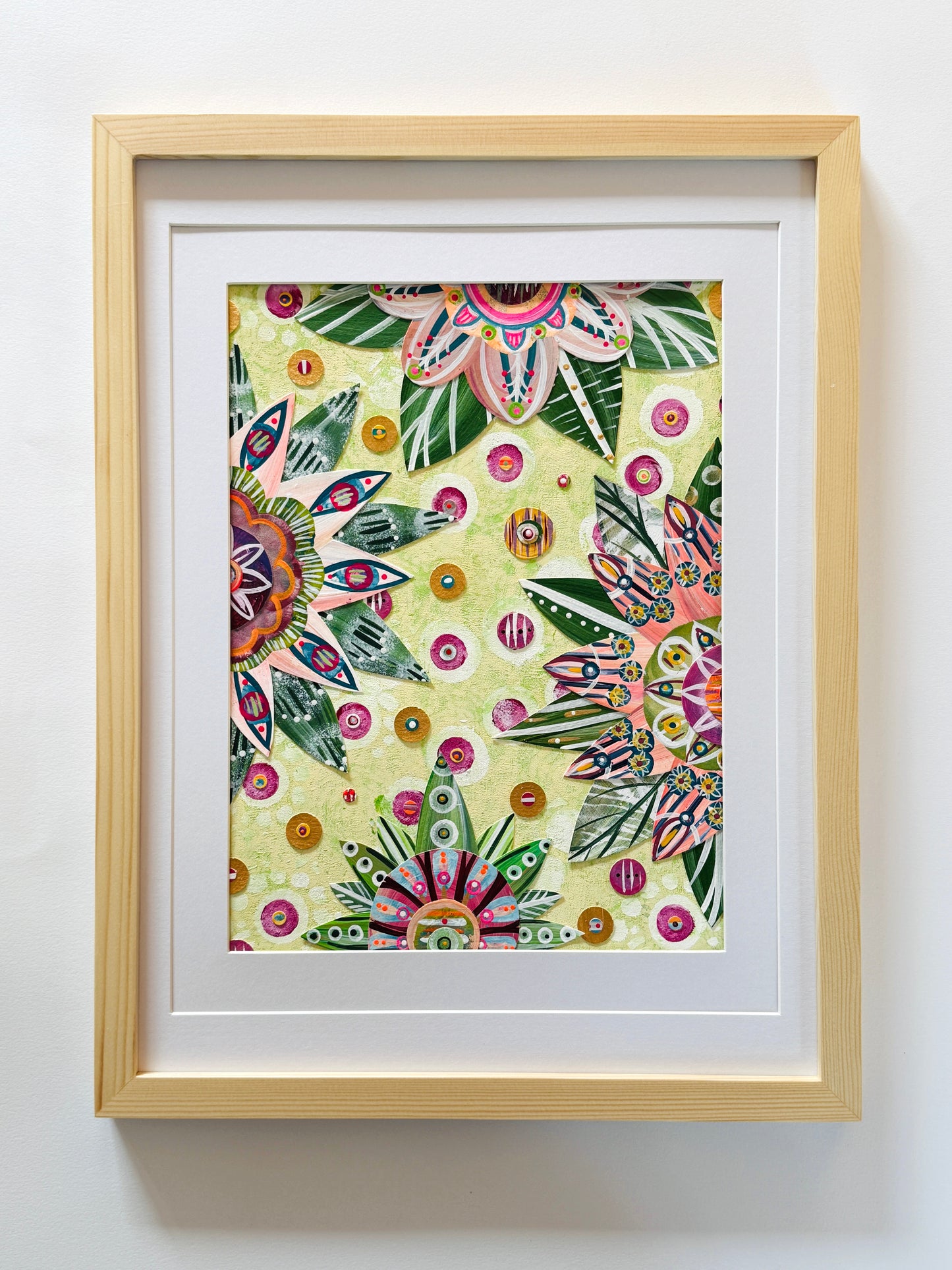 Funky floral collage, Colorful wall art, Joyful home decor, World culture inspired, Hand-painted collage, Vibrant flower art, Playful wall art, Global art prints, bohemian wall art