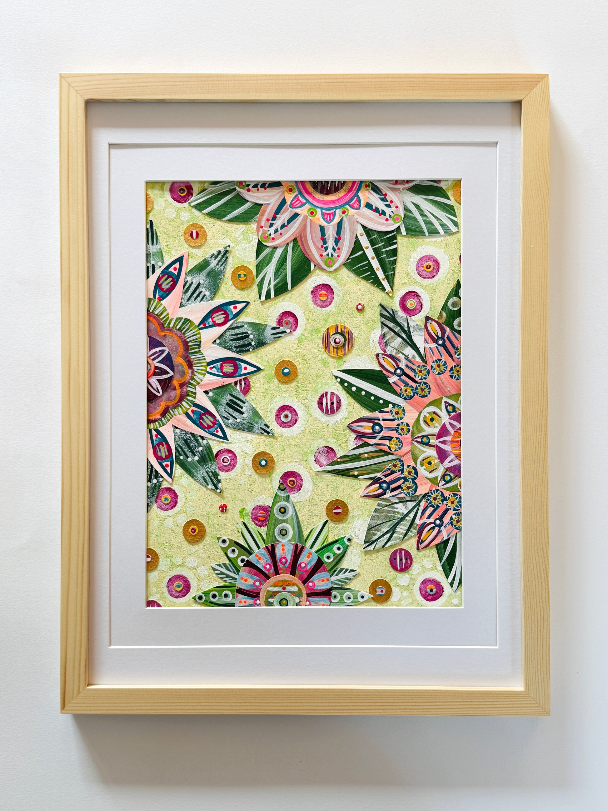 Funky floral collage, Colorful wall art, Joyful home decor, World culture inspired, Hand-painted collage, Vibrant flower art, Playful wall art, Global art prints, bohemian wall art