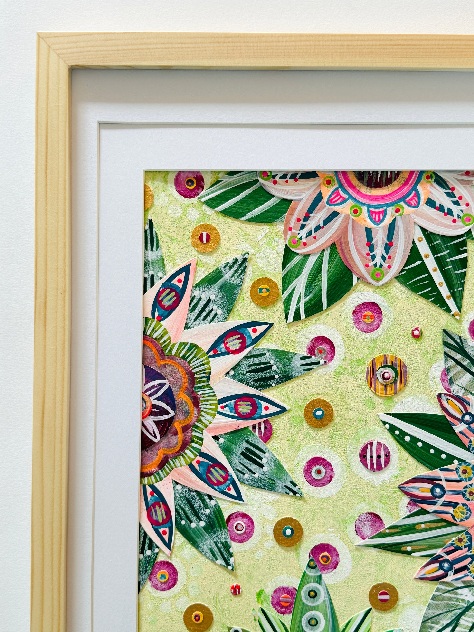 Funky floral collage, Colorful wall art, Joyful home decor, World culture inspired, Hand-painted collage, Vibrant flower art, Playful wall art, Global art prints, bohemian wall art