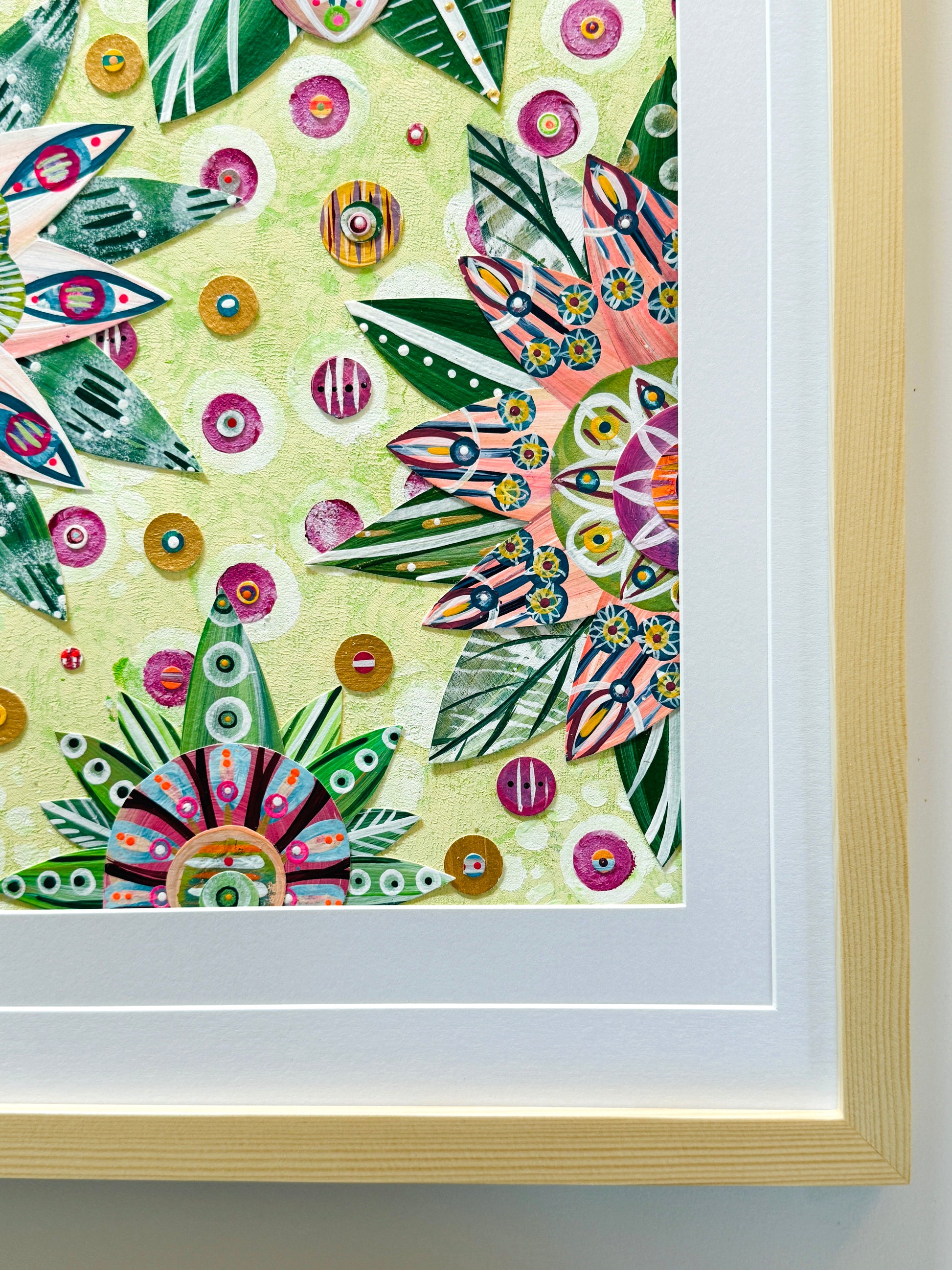 Funky floral collage, Colorful wall art, Joyful home decor, World culture inspired, Hand-painted collage, Vibrant flower art, Playful wall art, Global art prints, bohemian wall art