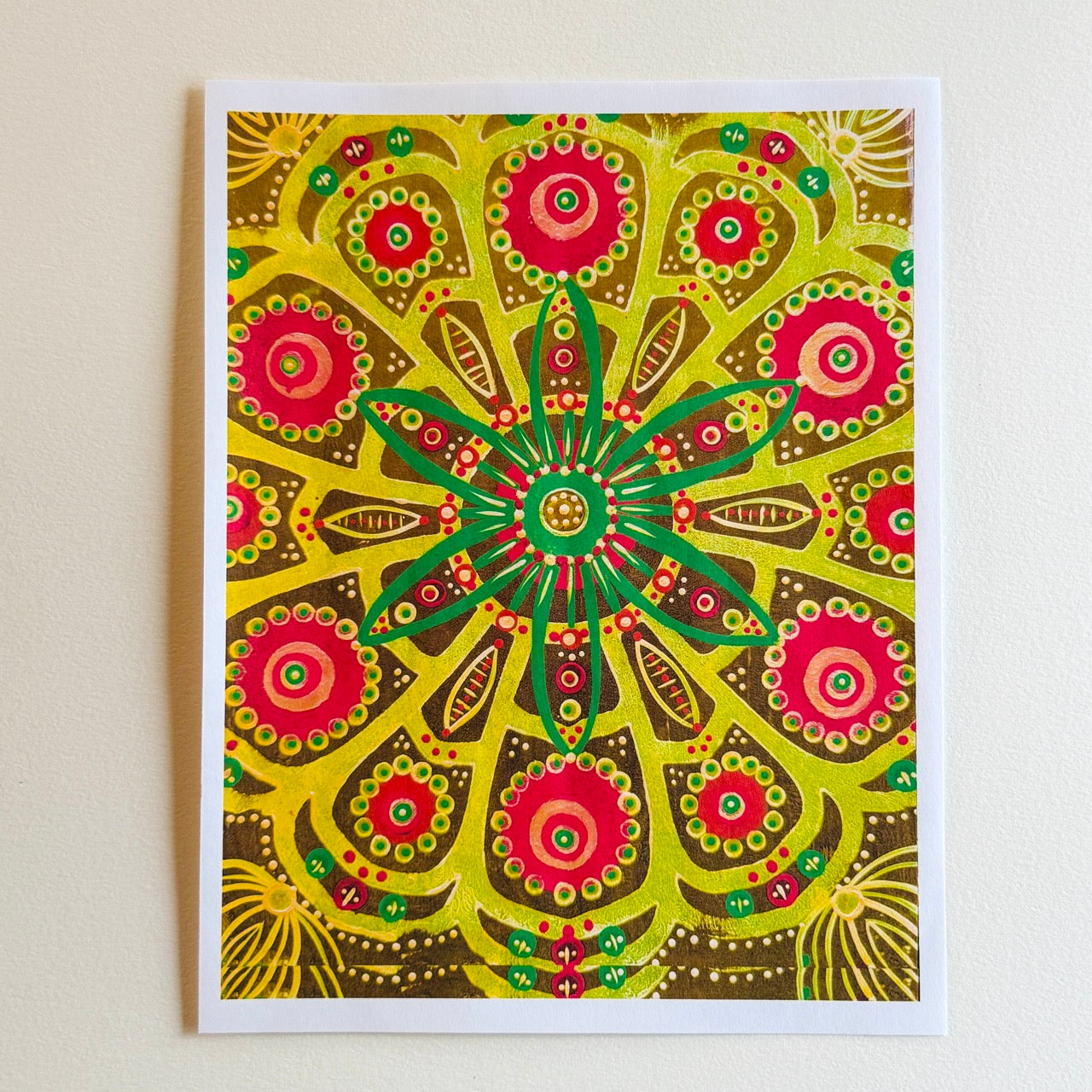 A vibrant collection of hand-painted Mexico-inspired patterned papers featuring bold floral motifs and layered geometric designs in rich yellows and browns.